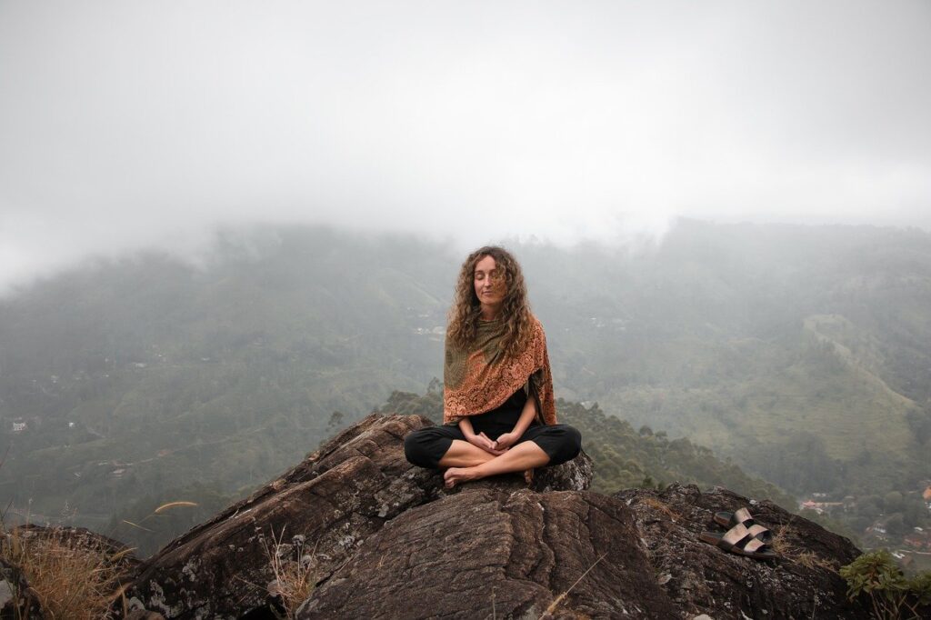 Women meditating for heart health