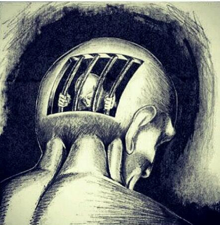 mind traped inside of a cage